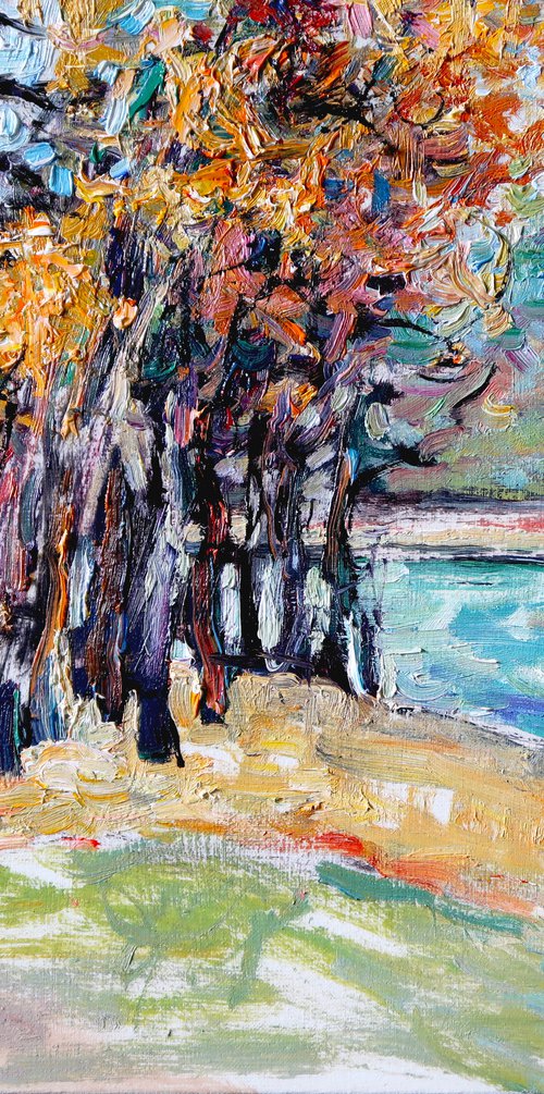 Trees on the river bank. 2. by Nikifor Swiristuhin