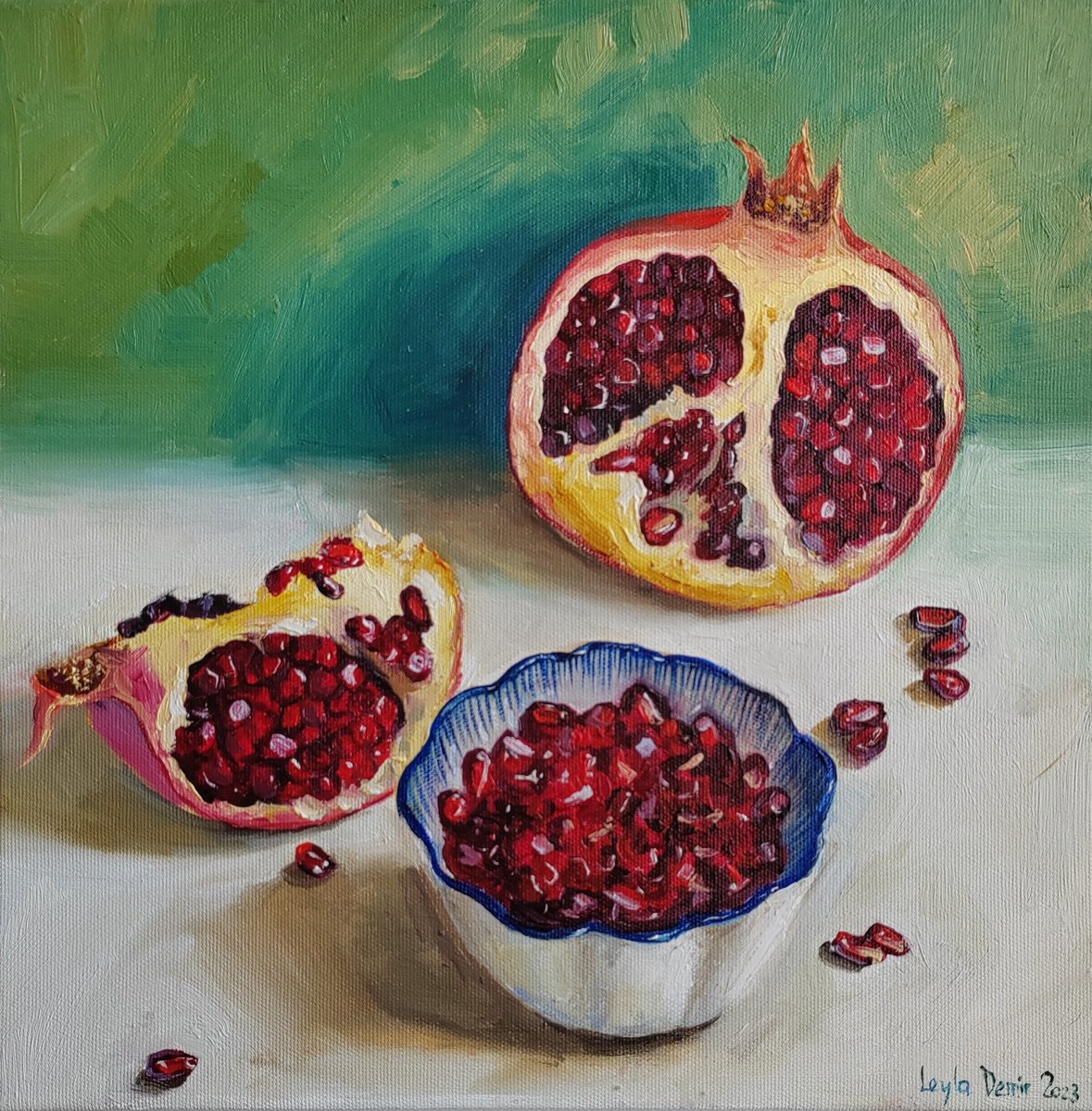 Pomegranate fruit still life by Leyla Demir