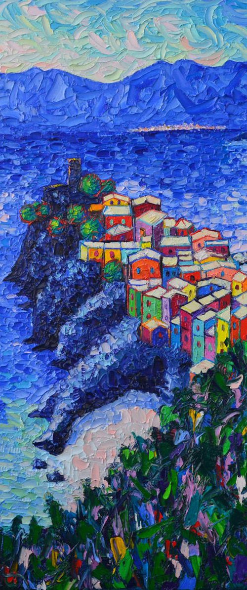 VERNAZZA CINQUE TERRE ITALY 12 modern impressionist impasto palette knife oil painting - commission painting by ANA MARIA EDULESCU