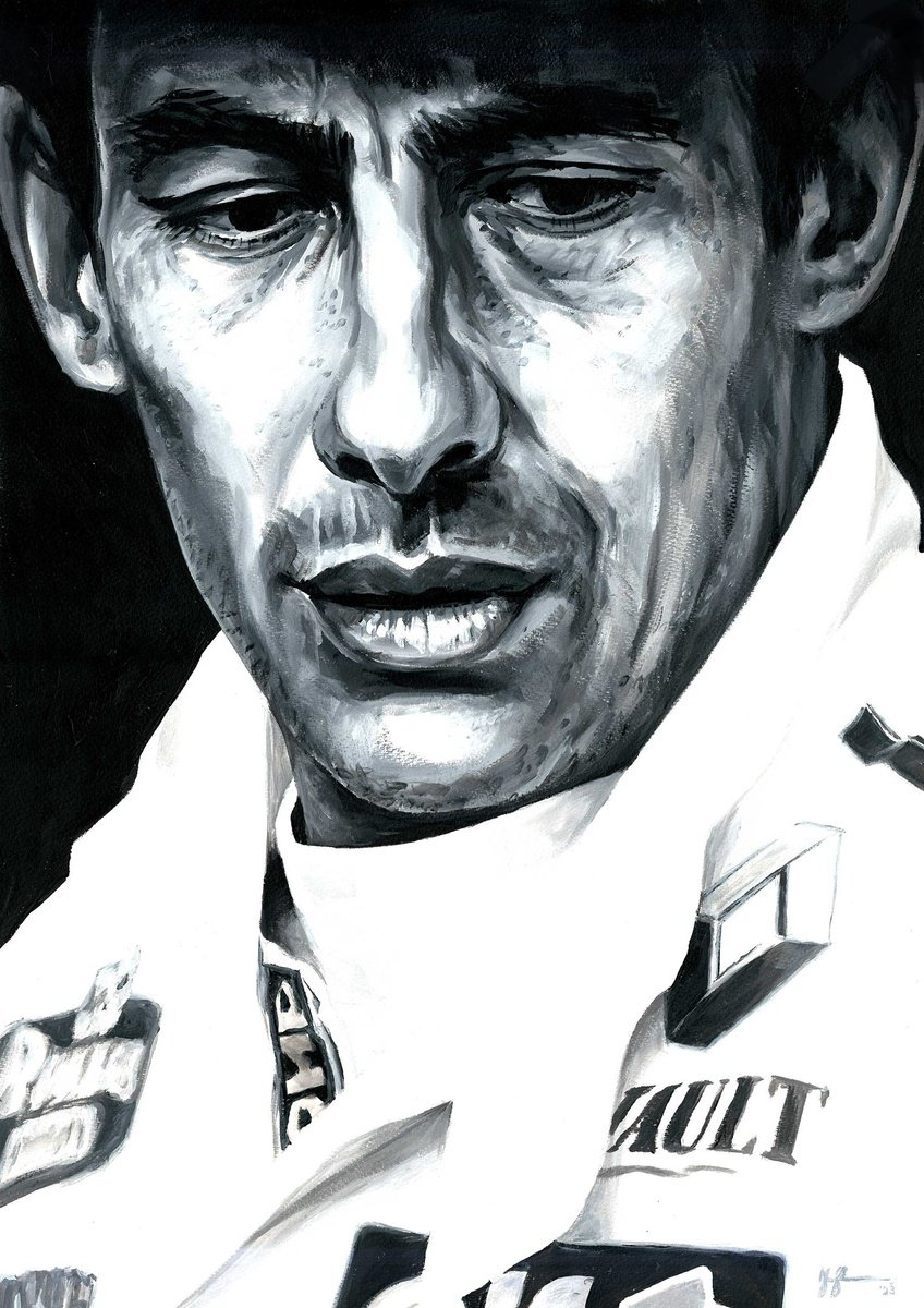 Impressionistic Transport Acrylic Painting By Alex Stutchbury, 18 X 25, Ayrton Senna 1994 San Marino, Original Artwork