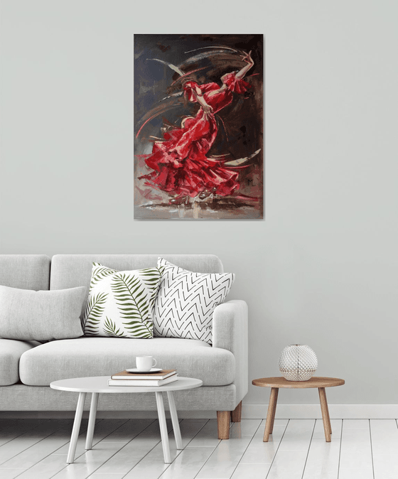 " FIRE DANCING FLAMENCO IN RED "