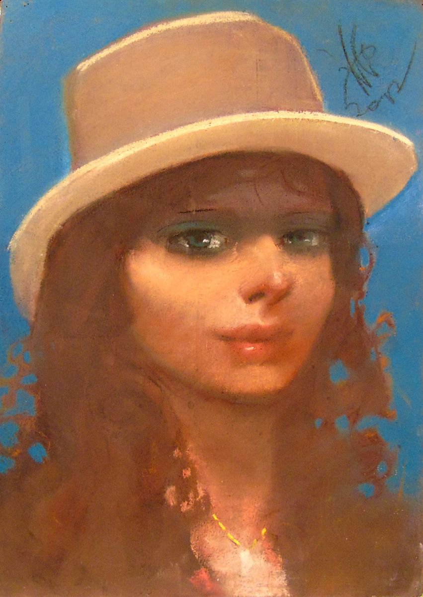 Portrait Pastel Drawing By Yuri Zelonuy, 12 X 16", Stranger 26, Original Artwork