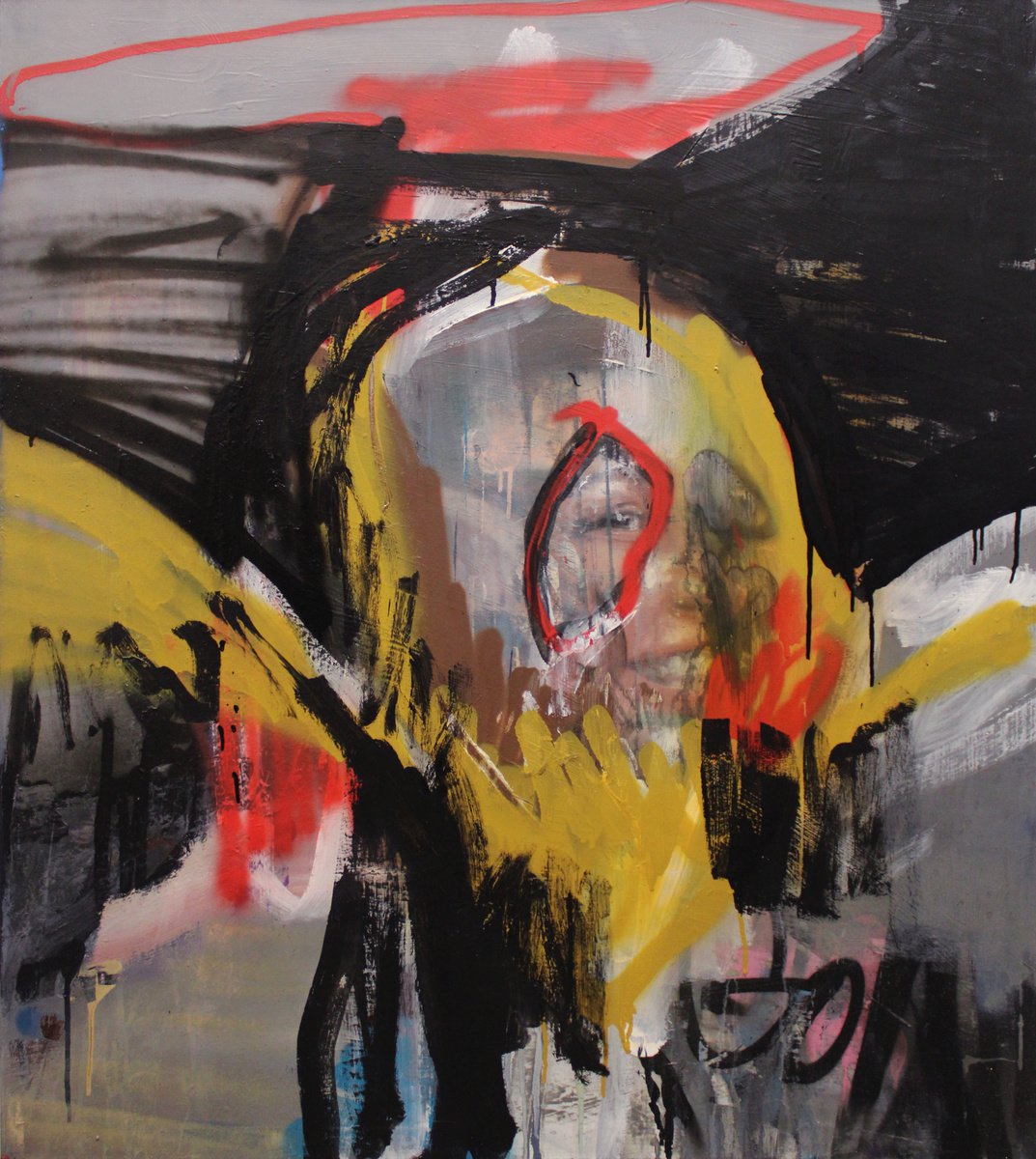 Expressive Portrait Oil Painting By Milos Hronec, 35 X 39", Only Once, Original Artwork