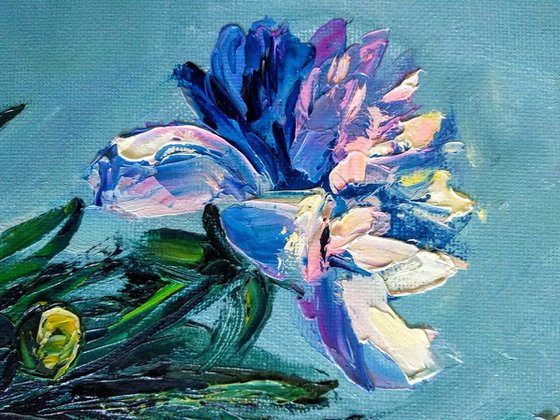 Bouquet of Flowers Peony Beautiful Brush Strokes Original Art Impressionistic Textured Painting