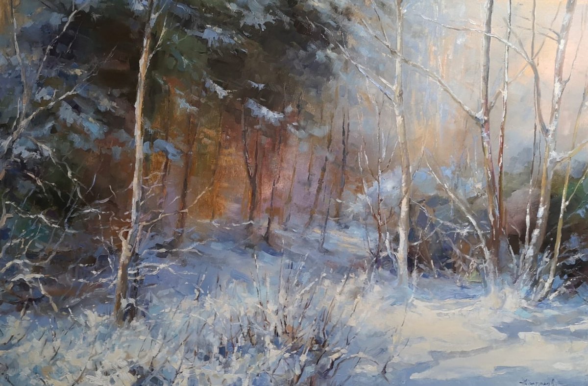 Winter dream, original,one of a kind, oil on canvas painting (24x36x1,5) by Alexander Koltakov