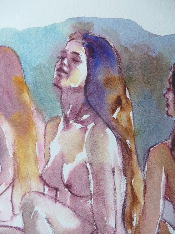 seated nude 3 poses