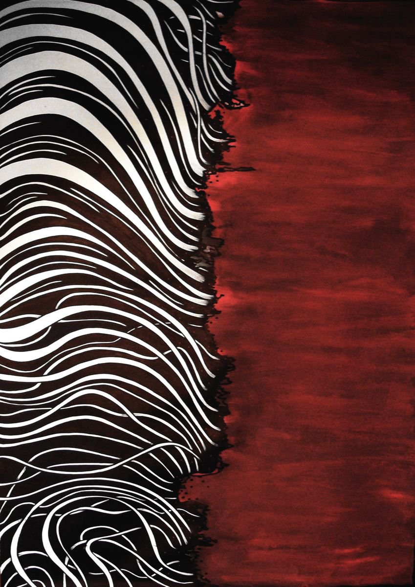 Abstract Painting By Riccardo Ticco Capparella, 46 X 65", Keep The Fires Burning, Original Artwork