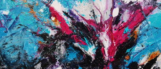 Magenta Romance 270cm x 120cm Teal Magenta Abstract Art