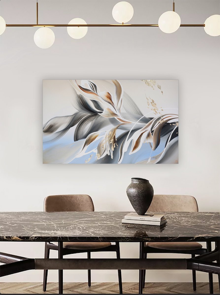 Abstract Acrylic Painting By Novi Lim, 30 X 48", The Divine Chord Ii, Original Artwork