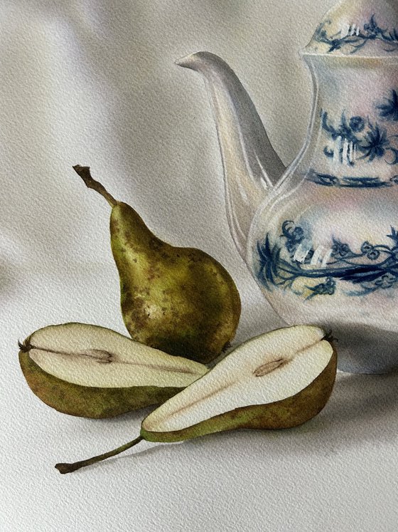 Teapot and pears
