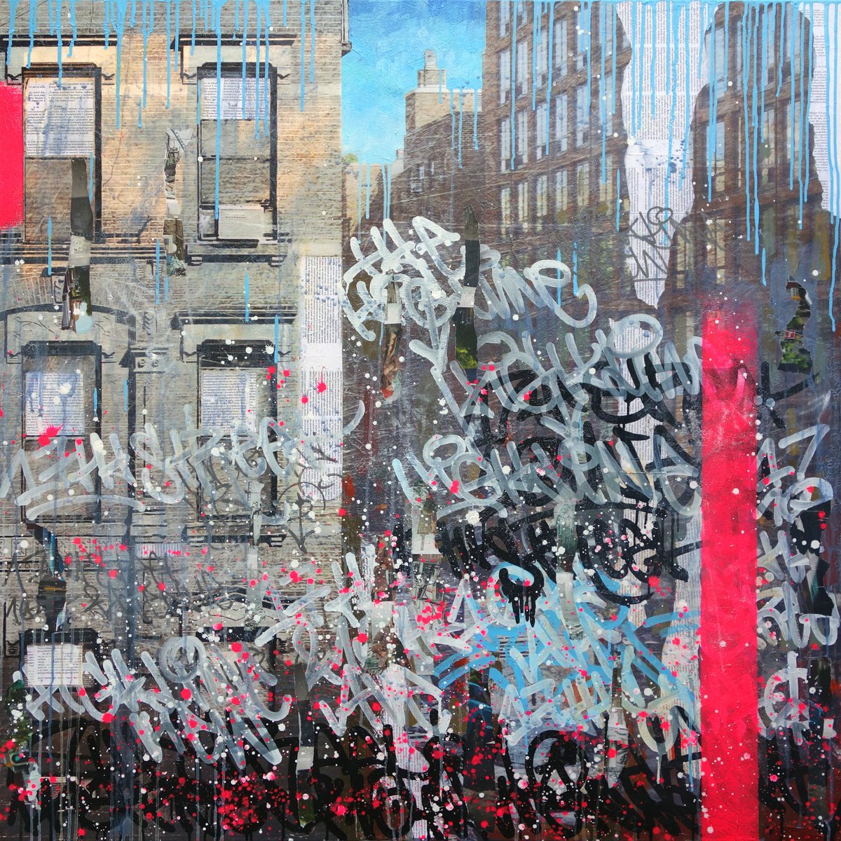 Urban And Pop Cityscapes Painting By Tomasz Brynowski, 47 X 47", Highline View #2, Original Artwork