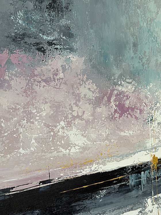 Golden Break of Dawn-blue pink wall art