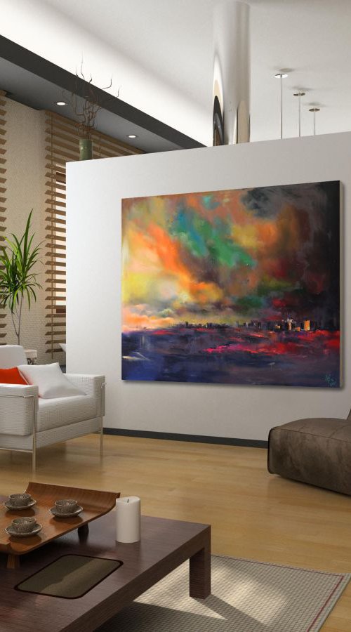 Blazing Sunset Over a Big Town by Zhanna Kondratenko