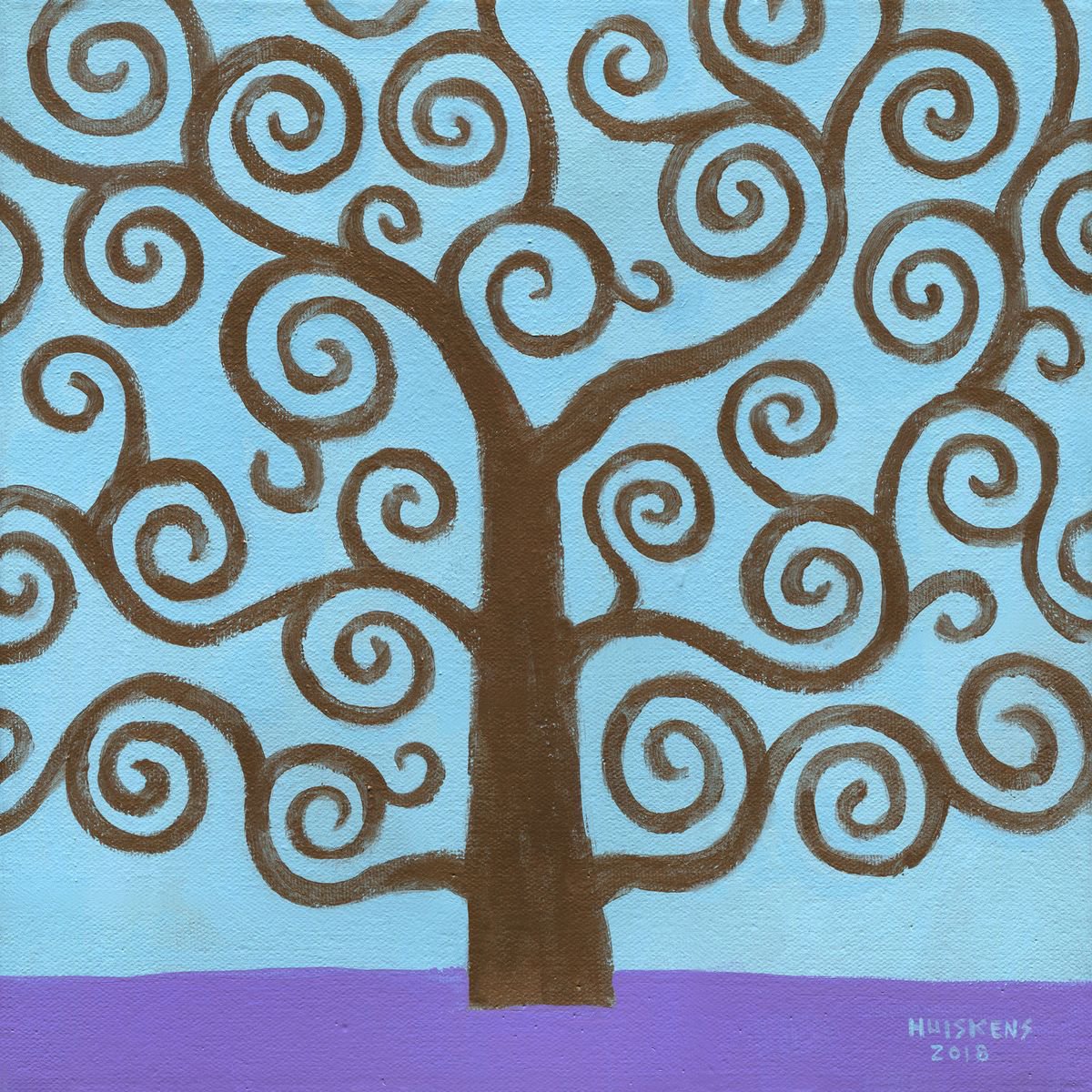 Klimt Tree (Iridescent Rich Bronze And Light Blue Permanent) by Randal Huiskens