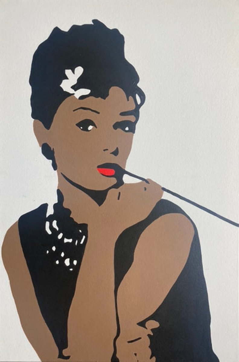 Original Audrey Hepburn Pop Art Canvas Painting by Dominic Joyce