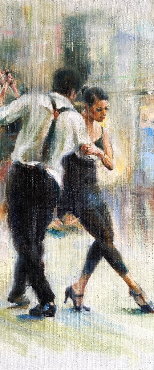 Dance on white . Original oil painting by Helen Shukina