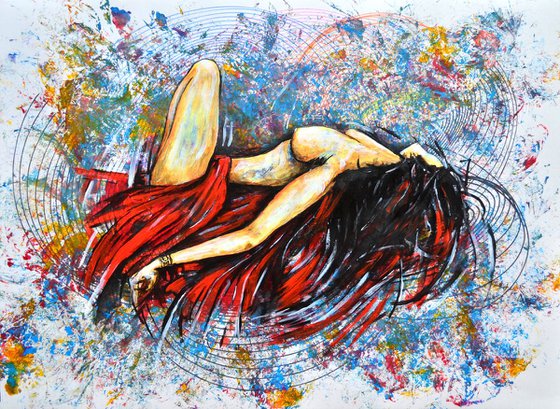 Sleeping Colours - Vibrations Mixed Media Original Modern Painting Art
