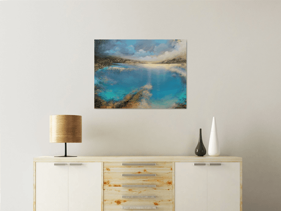 A large original modern abstract figurative seascape painting "Deep Inside"