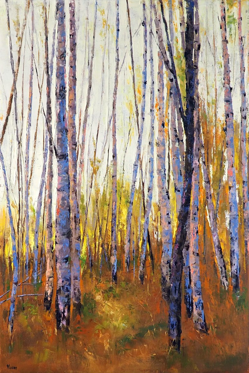 Impressionistic Landscape Oil Painting By Yuanyuan Liu, 24 X 35", Autumn Landscape, Original Artwork
