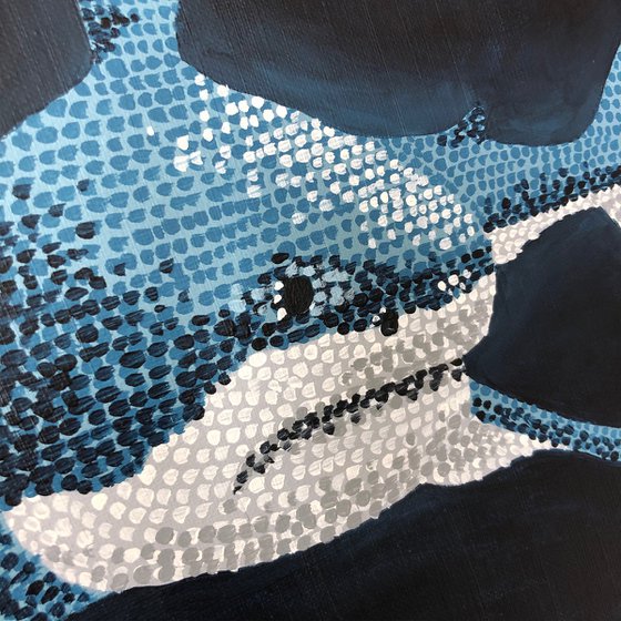 The Great White Shark - pointillism painting