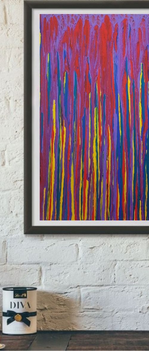 Abstraction Lilac mood, 30x40 cm, acrylic on paper, FREE SHIPPING by Larissa Uvarova