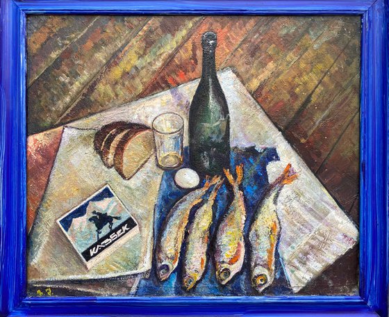 Soviet Artist Set Still Life with Anchovies