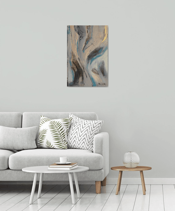 Abstract painting - "Summer waves" - Abstraction - Calm - Minimalism - Grey abstract