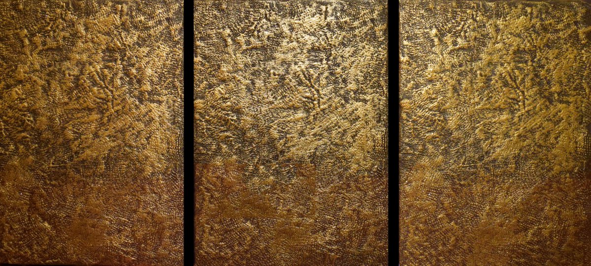 Abstract Painting By Stuart Wright, 60 X 28", Gold Infusion, Original Artwork