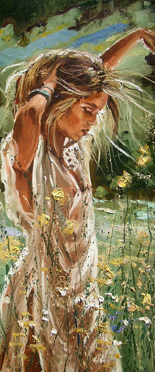 " SUMMER ! SUMMER :) ... " SEA original painting palette knife GIFT MODERN URBAN ART OFFICE ART DECOR HOME DECOR GIFT IDEA by Monika Luniak