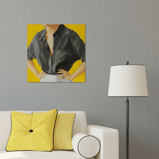 Black Shirt and Blue Ring