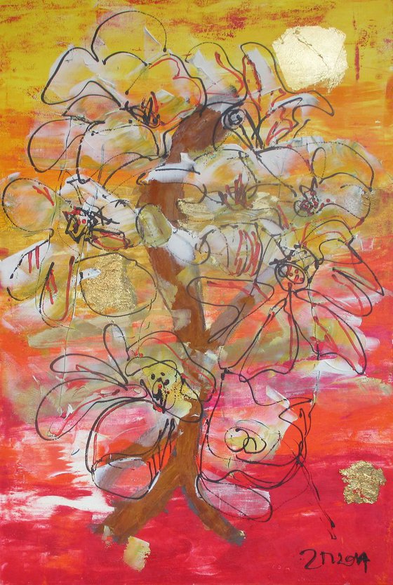 Flower Rust Mixed Media OilPiainting