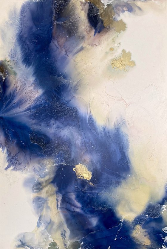 Blue and Gold Abstract Art