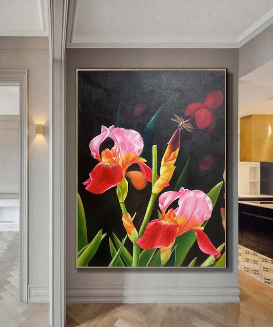 Realism oil painting:flowers t209