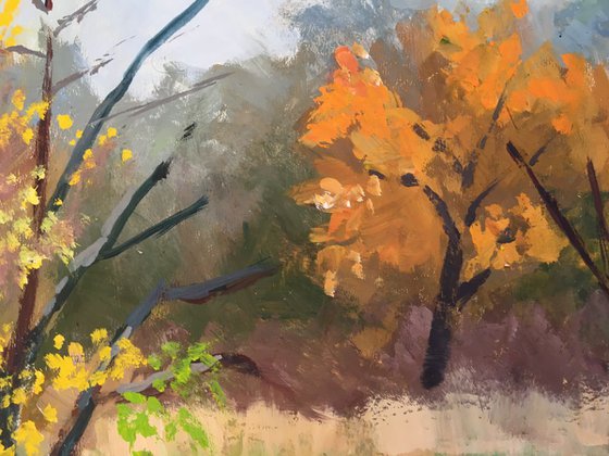 Original Landscape Painting - Autumn from my window