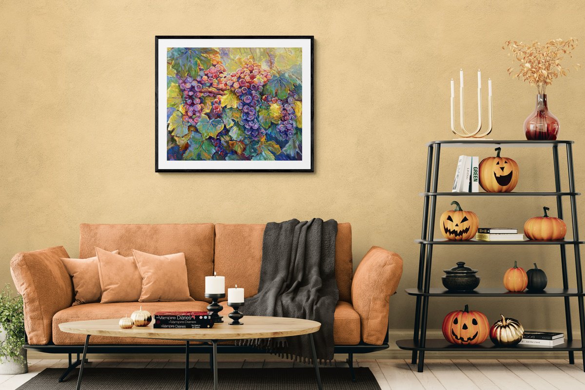 Impressionistic Still Life Oil Painting By Evgeny Chernyakovsky, 27 X 24, Grape, Original Artwork
