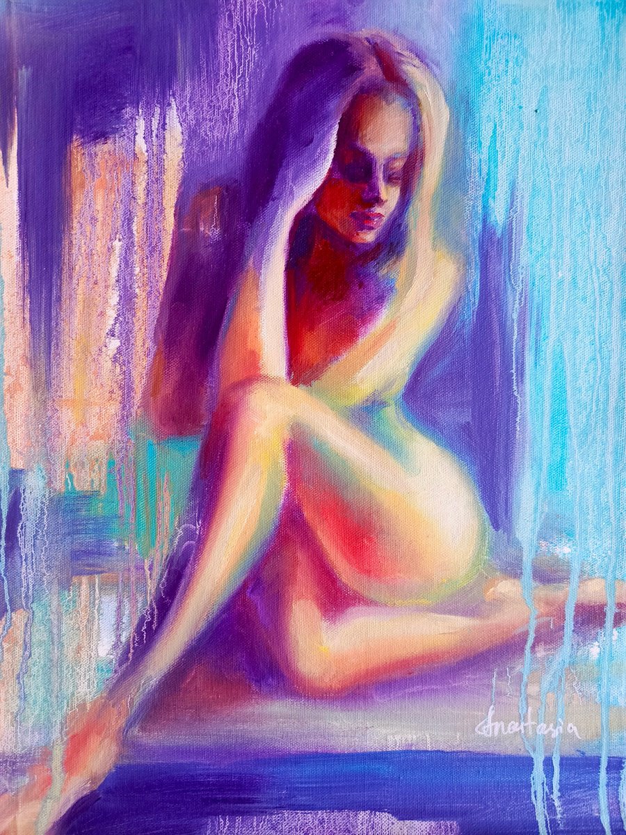 Naked woman Expessionism by Anastasia Art Line