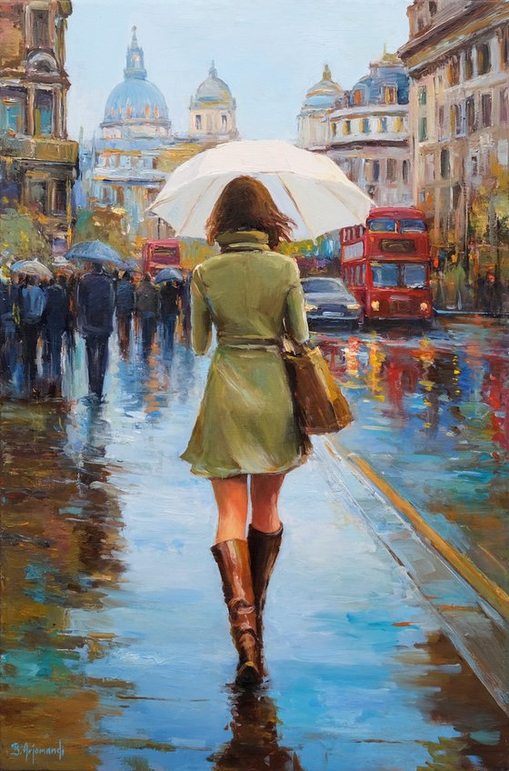 A Rainy Day in London Streets