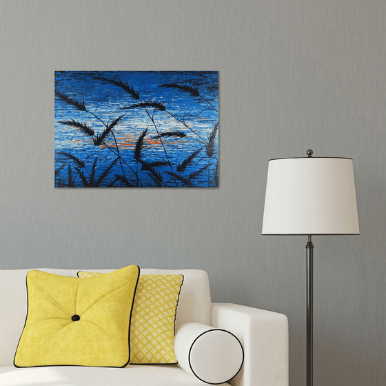 Blue Sunset In The Grass