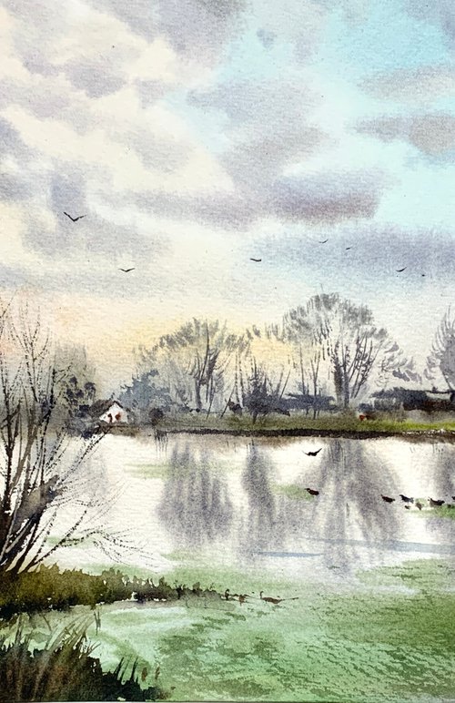 Clouds over the river #5 by Eugenia Gorbacheva