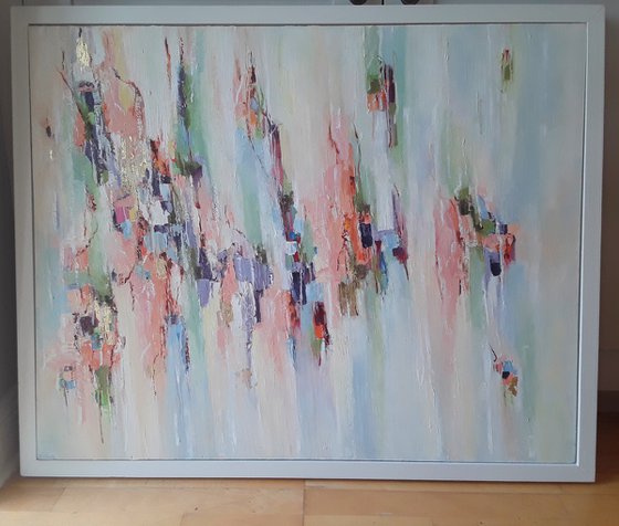 Peach and Gold Abstract