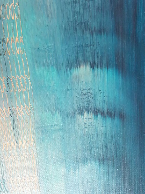 Cross the borders - large blue abstract