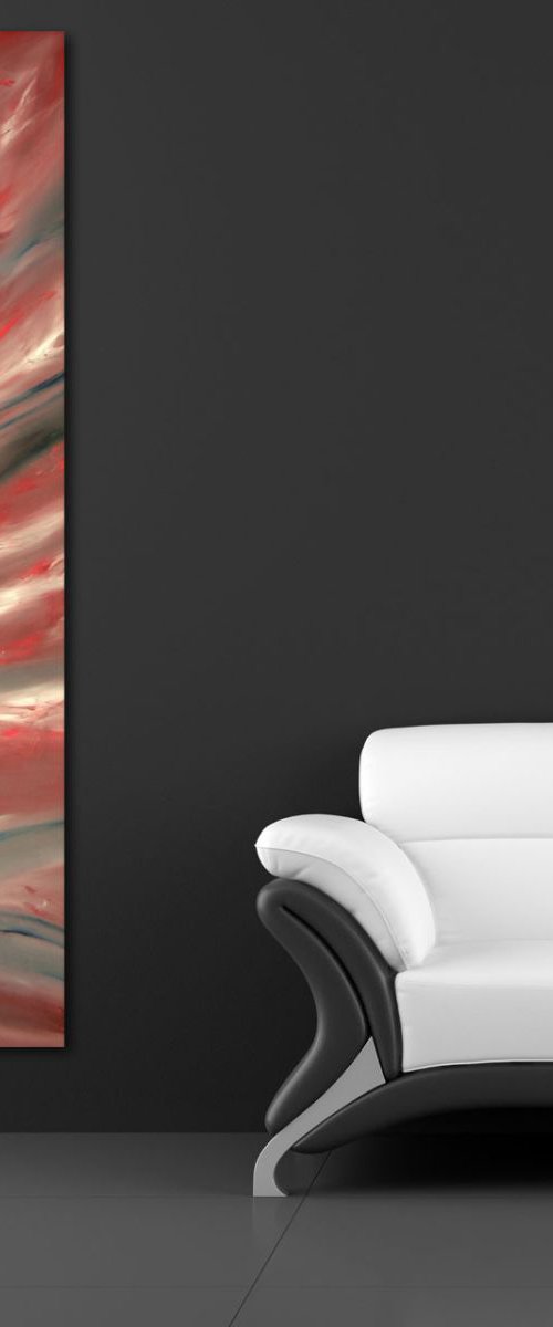 Scarlet shadow - 120x40 cm, LARGE XL, Original abstract painting, oil on canvas by Davide De Palma