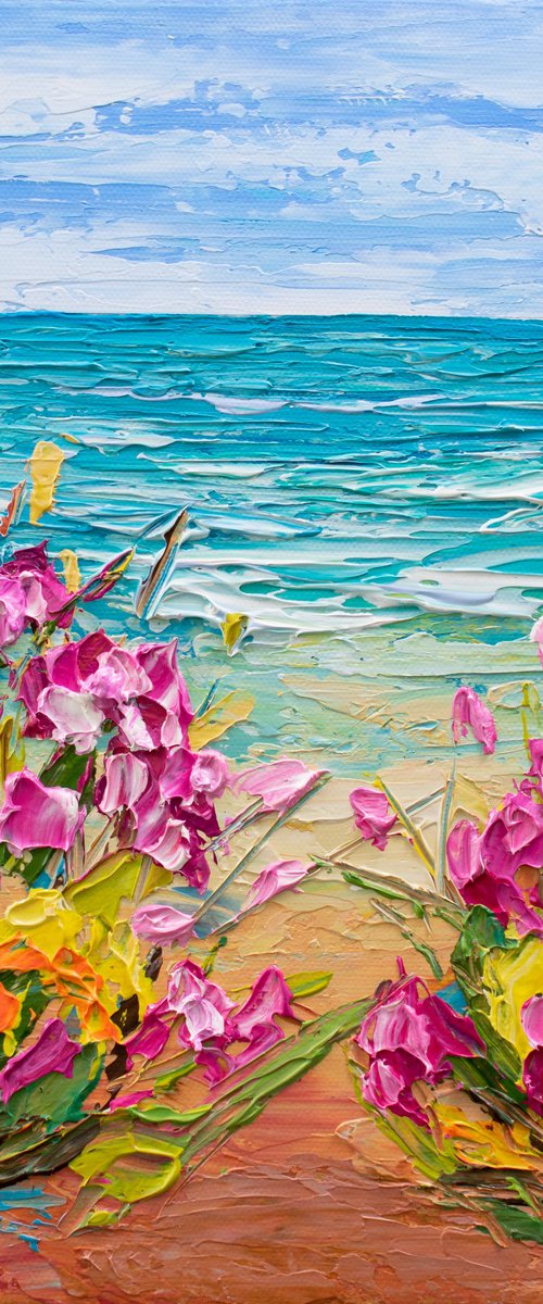 Pink flowers by the Sea by Olga Tkachyk