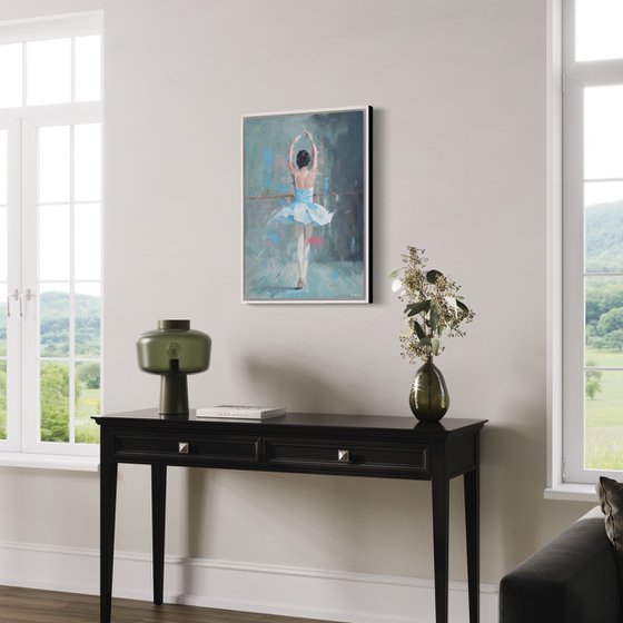 Allongé - Ballerina art - Framed Oil On Board - 74cm x 54cm