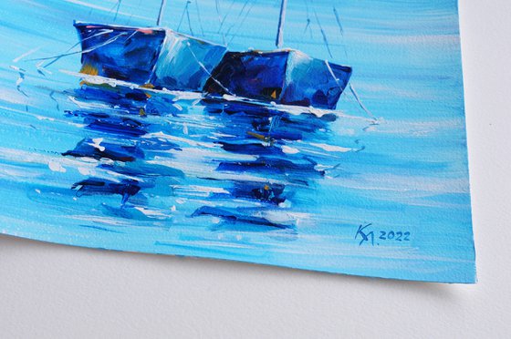 Blue Sailing Boats