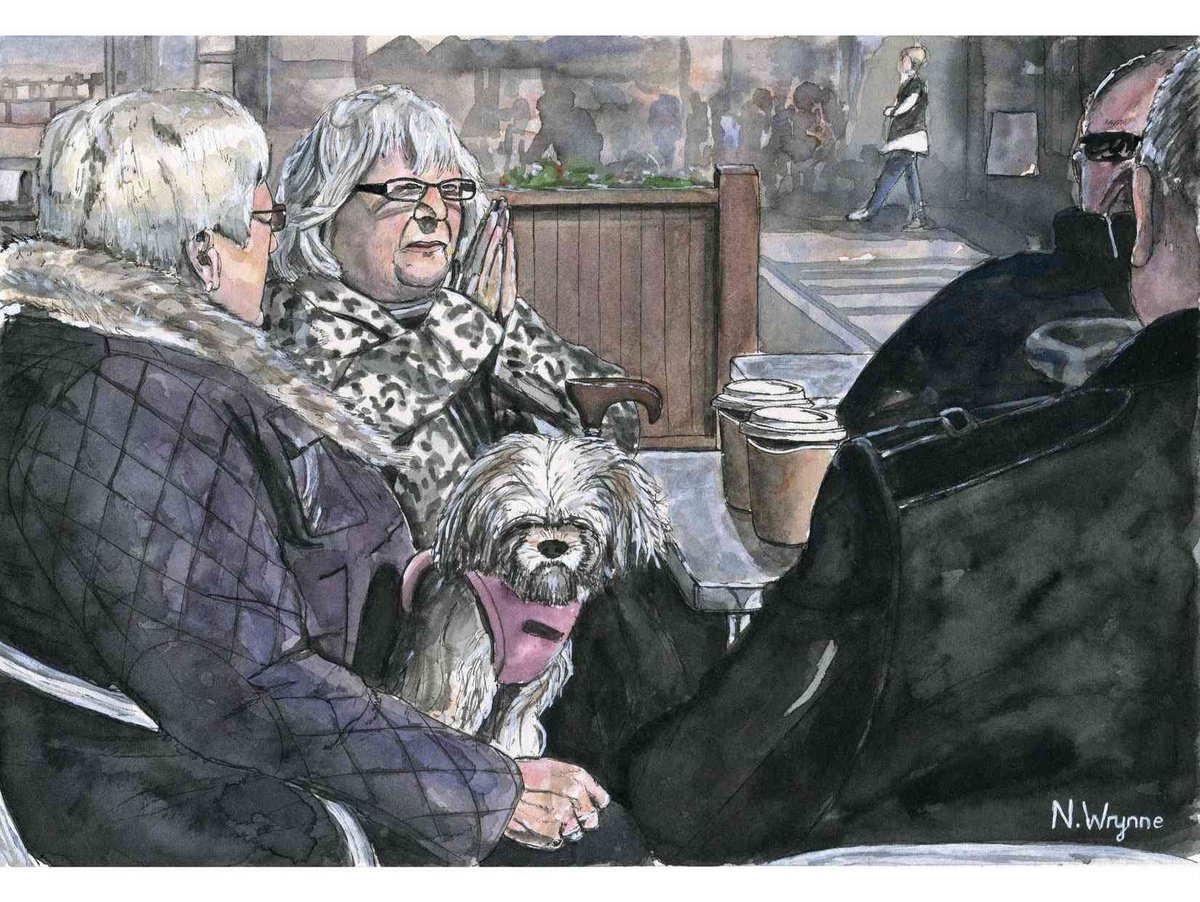 Original Watercolour Painting - Lap Dog - People Coffee Wall Art by Neil Wrynne