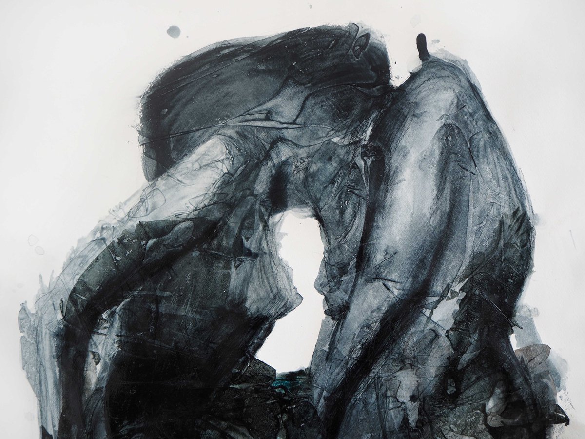 Expressive Portrait Drawing By Cynthia Gregorova, 41 X 50, Cleavage, Original Artwork