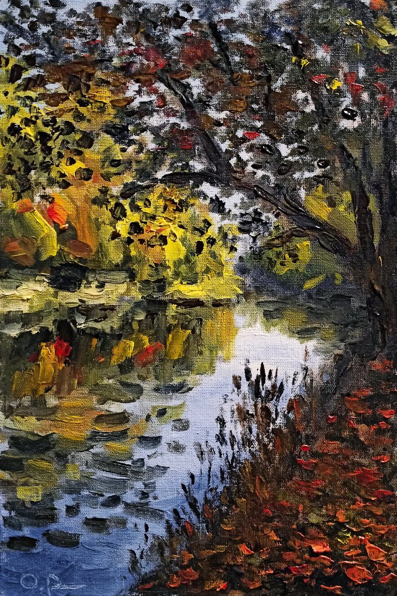 Impressionistic Landscape Oil Painting By Oleh Rak, 8 X 12", Autumn Day, Original Artwork