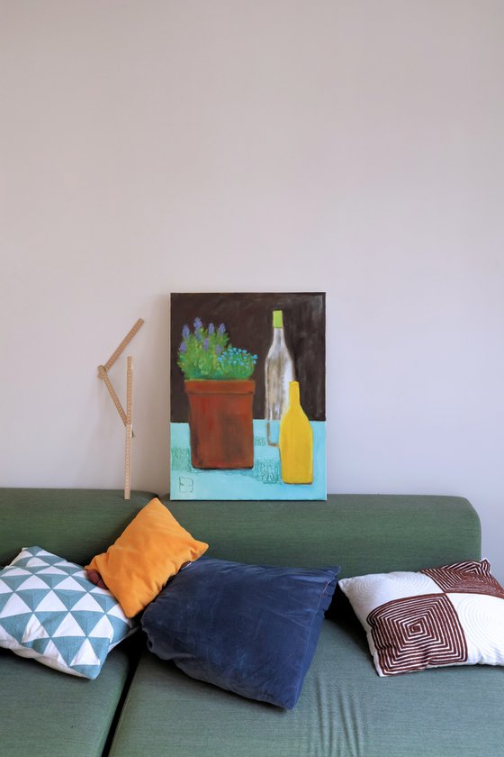 Still life with a lavender pot