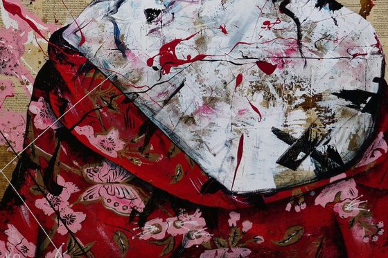 Cherry Yua 140cm x 100cm Geisha Textured Abstract Realism Art